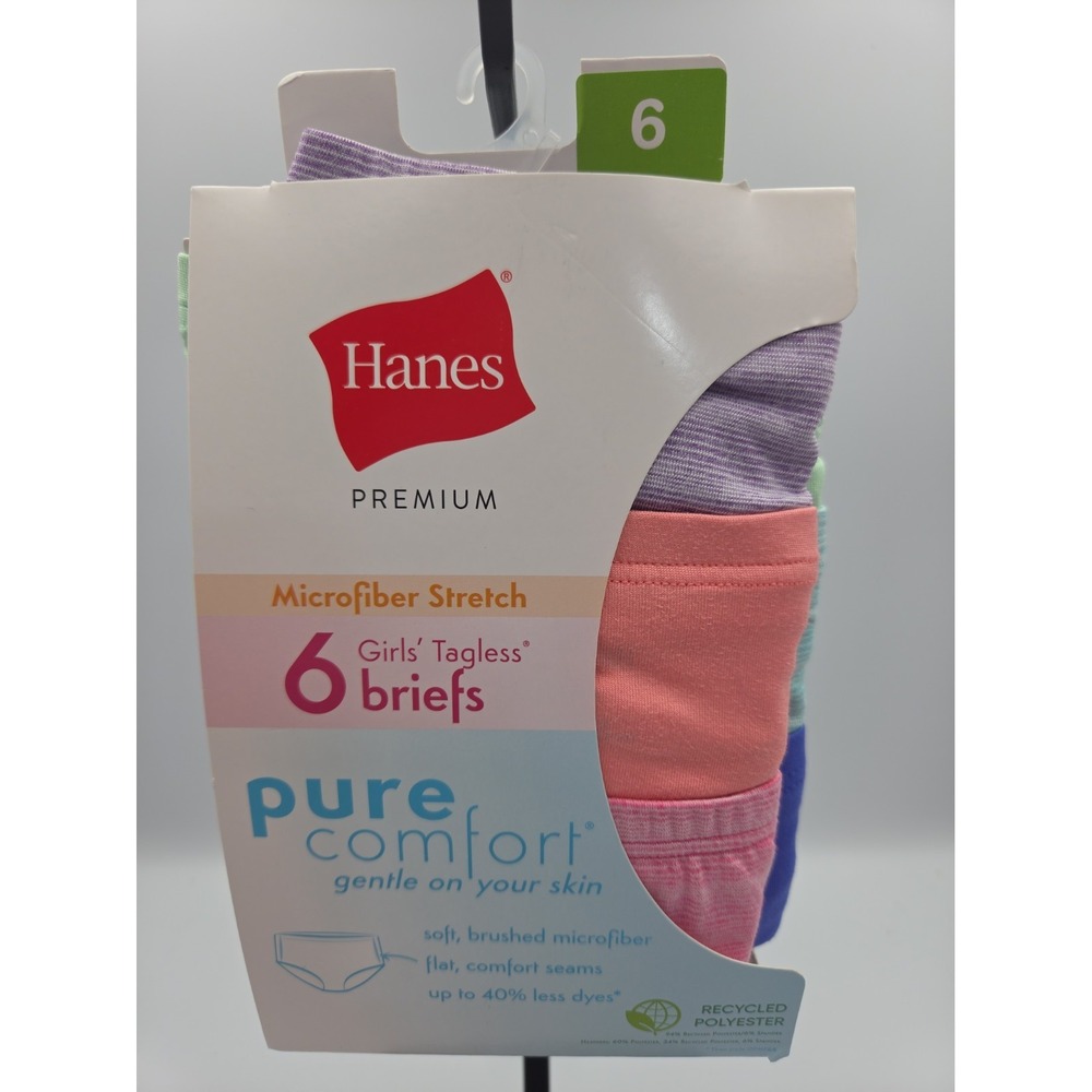 Hanes Premium Microfiber Stretch 6-Pack Girls' Tagless Brief Underwear